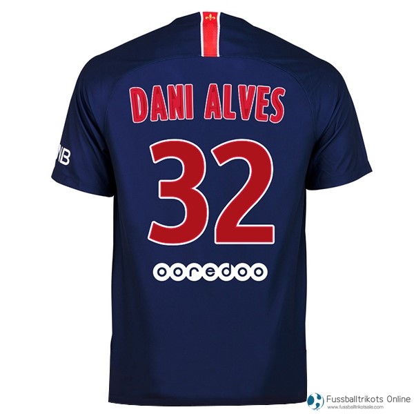 Paris Saint Germain Trikot Heim Dani Alves 2018-19 Blau Fussballtrikots Günstig